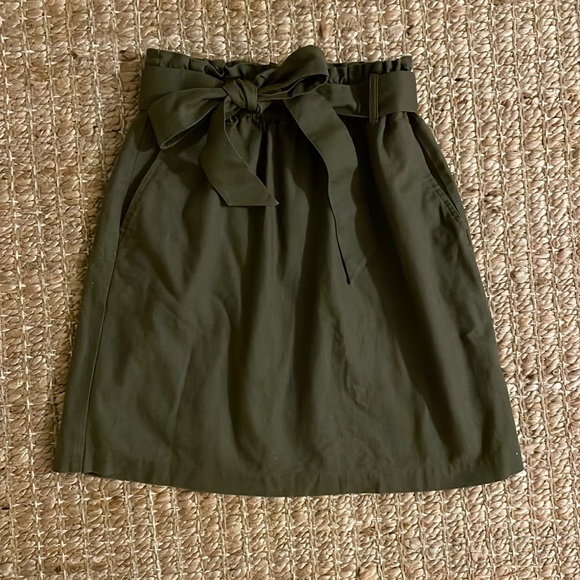 J. Crew Factory Skirts J Crew Tie Waist Paper Bag Skirt In Army